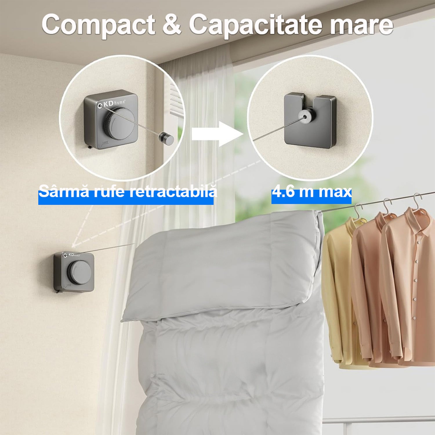 Sarma Pentru Uscare Rufe Retractabila KD Home FlexiCord Sarma Pentru Uscare Rufe Retractabila KD Home FlexiCord